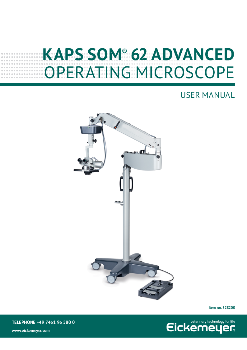 

Operationsmikroskop KAPS SOM 62 Advanced Manual (Engelsk)

