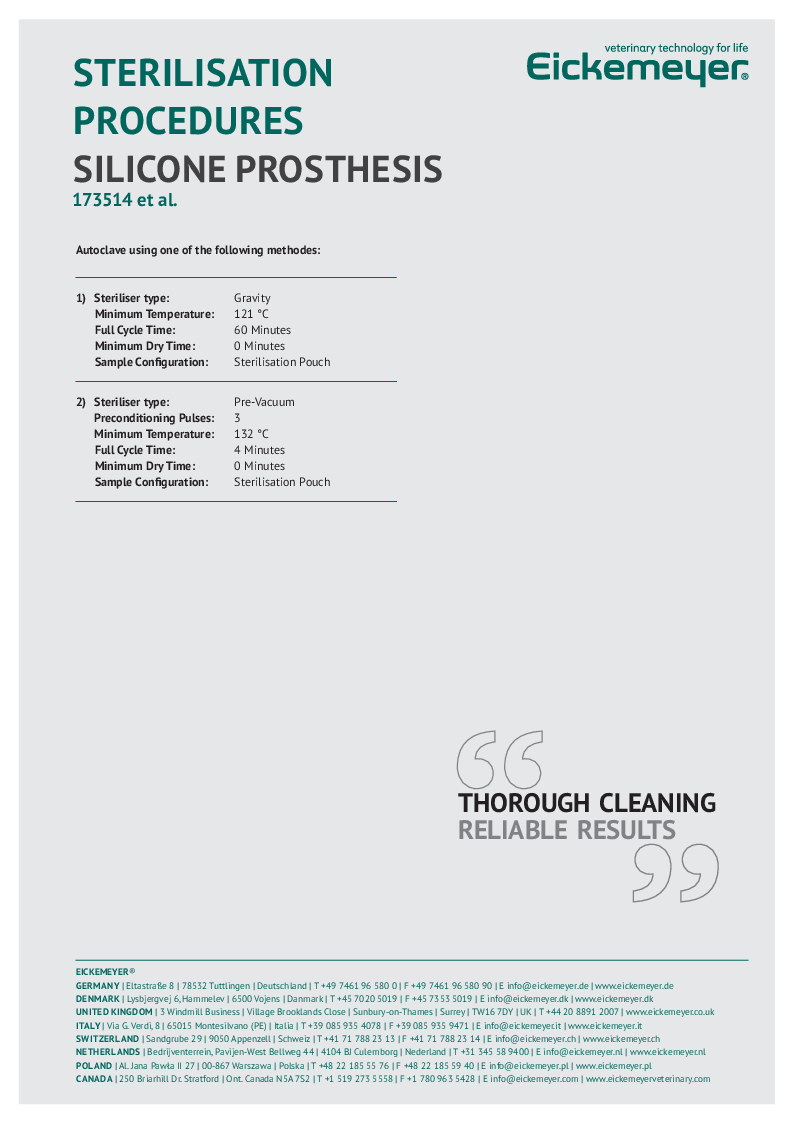 

173514 173528 1735290030 1735290060 Silicone Prosthesis Clean engl

